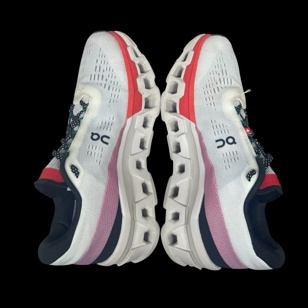 On Cloudmonster 2  Running Shoes Sneakers Womens 6.5 Ivory/Silver/Red Sports - Picture 4 of 8